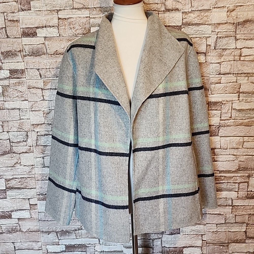 Talbots Gray Open Front Jacket Double Faced